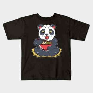 Panda eating Ramen Kids T-Shirt